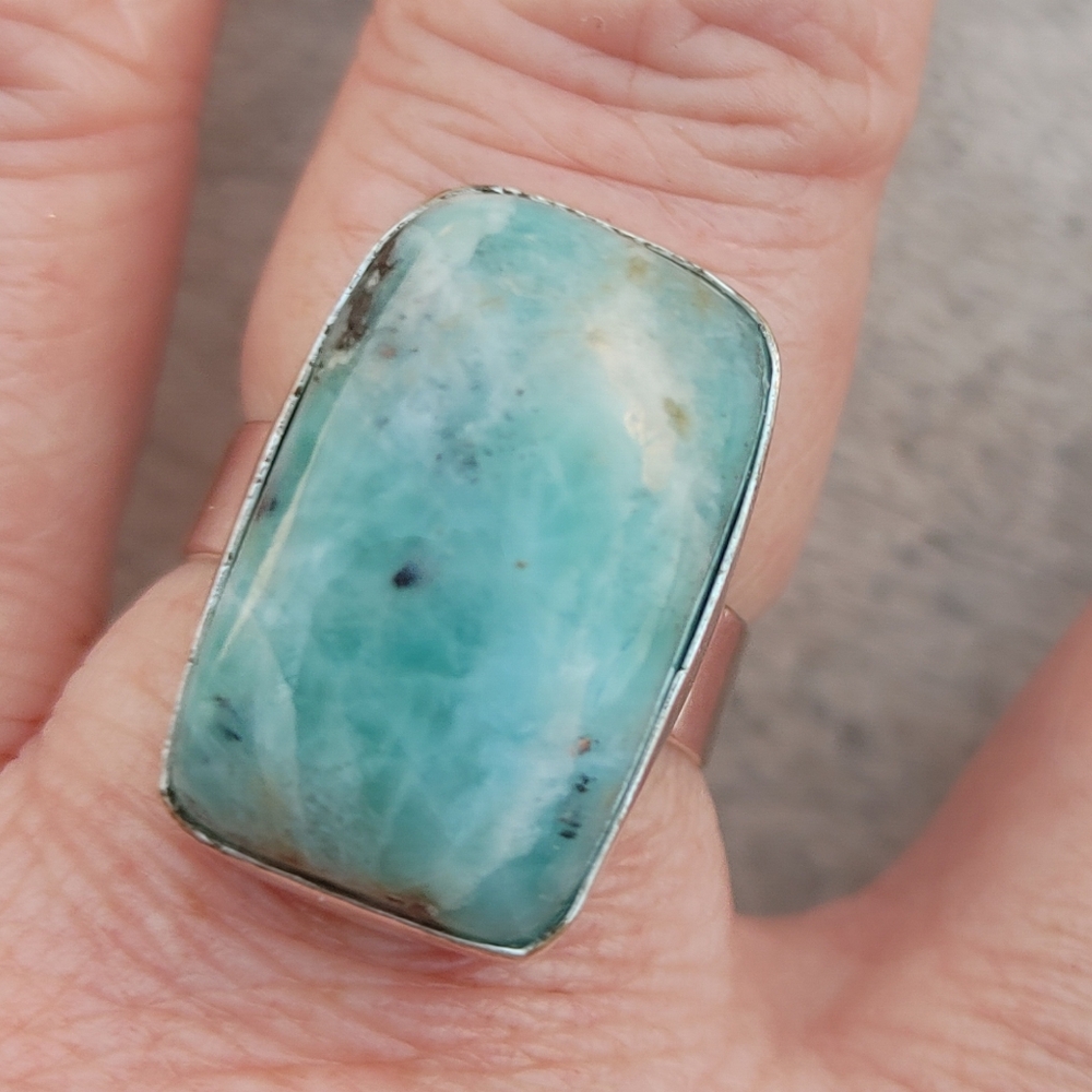 Caribbean Larimar Gemstone Ring in 925 Sterling Silver (9)